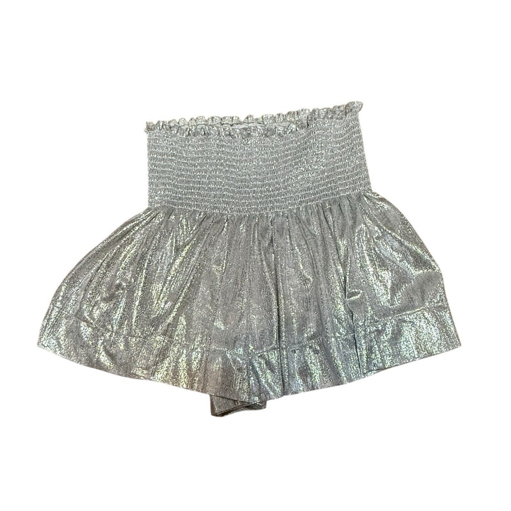 Queen of Sparkles "Silver Glitter" Flowy Swing Shorts Size S
